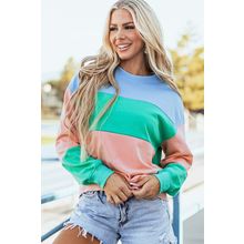 Blossom Colorblock Patchwork Drop Shoulder Sweatshirt