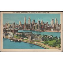 Midtown New York Skyline & Welfare Island, 1942 - Manhattan PCP Co Postcard