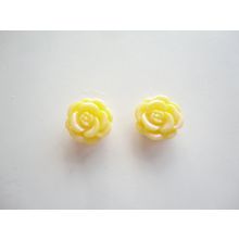 Yellow, Flower Bead, Stainless Steel Stud Earrings