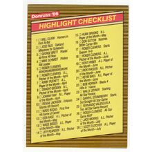 1986 Donruss Highlights Checklist baseball card