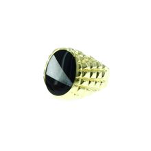 Natural Black Onyx & Pearl Shell Real 14k Yellow Gold Men Ring 10.2 Gr Size 9.5