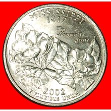 FLOWERS 1817: USA★1/4 DOLLAR 2002D UNC WASHINGTON 1789-1797★LOW START★NO RESERVE