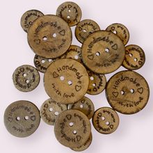 Buttons Natural Coconut Handmade With Love Sewing Crafts 3 Sizes 15mm 20mm 25mm