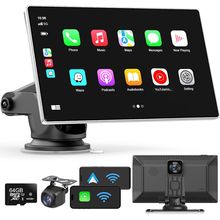 Portable Apple Carplay Screen for Car, 9" Wireless Apple Carplay & Android Auto,