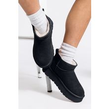 Black Faux Fur Lined Suede Ankle Snow Boots