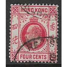 HONG KONG 1907-11 EDVII 4c USED SG93