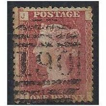 1858 SG43 1d Red Plate 129 Good/Fine Used Check Letters "TJ" .