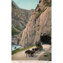 Switzerland Anderlatt Urnerloch Horse Carriage Ride Tunnel Postcard