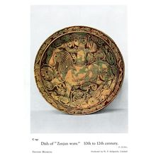 Antique Iran 12th Century Dish Pottery of Zenjan Ware Old Postcard