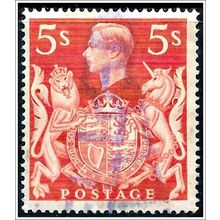 1939 King George VI - 5/- Red Used C2-4