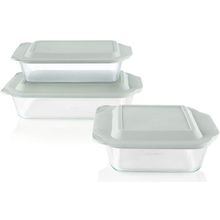 Pyrex Deep 3-Pack Glass Baking Dish Set (9"X13", 7"X11", 8"X8") with Bpa-Free Li