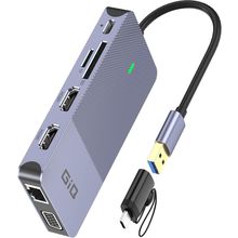 USB Docking Station GIQ USB C HUB USB 3.0 to Dual HDMI VGA Adapter Triple Displa