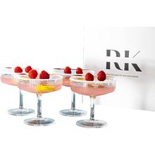 Ribbed Coupe Glasses | Vintage Champagne, Cocktail Glassware |Set of 4 | 7Oz Cap