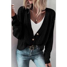Black Open Knit Drop Shoulder Sweater Cardigan