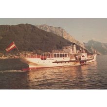 PS Gisela at Gmunden Traunsee Austria Oldest Coal Paddle Steamer Ship Postcard