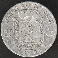1898 Belgium 50 Centimes Silver Coin French