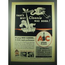 1939 AC Spark Plugs Ad - That's Why Cleenie Was Born