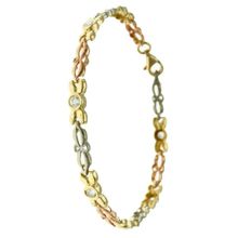 New Real 10K Gold Tricolor Flower Bracelet Lobster Lock 7 Inch long 5.7 Gram