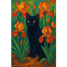 Elias Morrow - Twilight Among the Ember Irises Canvas Poster Print Art Decor