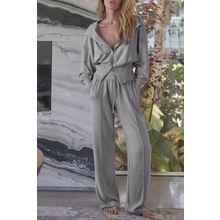 Gray Double Zipper Hooded Jacket and Sweatpants Active Set