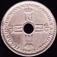 1938 Norway 1 Krone Coin