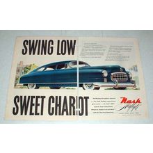 1948 2-page Nash Airflyte Car Ad - Swing Low Chariot