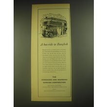 1958 HSBC Hongkong and Shanghai Banking Corporation Ad - A bus-ride to Bangkok