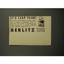 1952 Berlitz School of Languages Ad - It's leap year