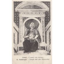 Rome Roma Maria Del Popolo De Saint Ambrogio Italy Religious Postcard
