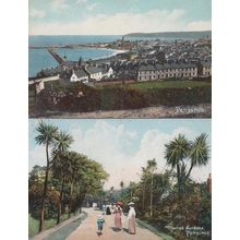 Mothers + Children Morrab Gardens + Aerial 2x Antique Penzance Postcard s