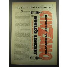1952 Cinzano Vermouth Ad - The truth about vermouth