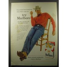 1960 Marlboro Cigarettes Ad - If you think flavor went out when filters came in