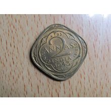 India 1943 2 Anna Coin
