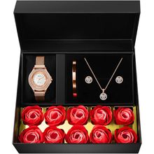 Mother'S Gifts for Mom Jewelry Set for Women, 4 Pieces Rose Gold Watch Necklace
