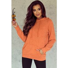 Orange Mineral Wash Kangaroo Pocket Drawstring Pullover Hoodie