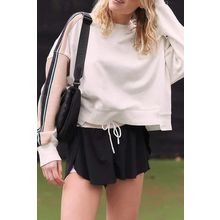 White Striped Color Block Exposed Seam Loose Active Sweatshirt