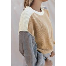 Multicolor Color Block Patchwork Baggy Sweater