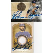 NOLAN RYAN & ISIAH KINER-FALEFA JERSEY AUTO 2012/21 TEXAS RANGERS HOF THEN & NOW