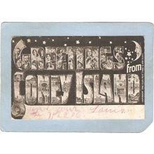 New York Coney Island Amusement Park Postcard Large Letter Greetings From ~328