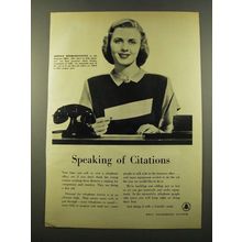 1946 Bell Telephone System Ad - Speaking of Citations