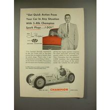 1955 Champion 5-Rib Spark Plugs Ad w/ Jim Bryan