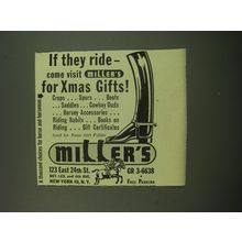 1949 Miller's Riding Clothes Ad - If they ride - come visit Miller's for Xmas