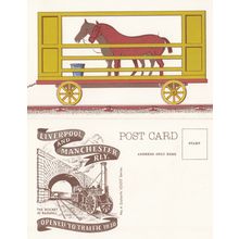 Horse Travelling on Liverpool & Manchester Train Railway Opening Postcard