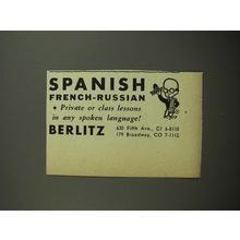 1954 Berlitz School of Languages Ad - Spanish French - Russian