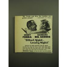 1960 Silent Night, Lonely Night Play Ad - Mr. Fonda and Miss Bel Geddes