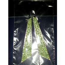 green dotted silver tone pierced earrings