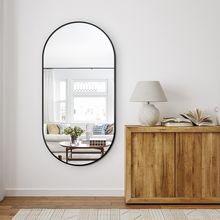 Delma Bathroom Wall Full Length Mirror for Wall, 48''X24'', Gold Oval for Bedroo