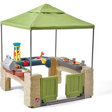 Step2 All around Playtime Patio with Canopy, Kids Indoor/Outdoor Kitchen Playset