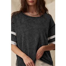 Black Varsity Stripe Half Sleeve Vintage Tee