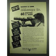 1952 Bausch & Lomb 60mm BALscope Sr. Scope Ad